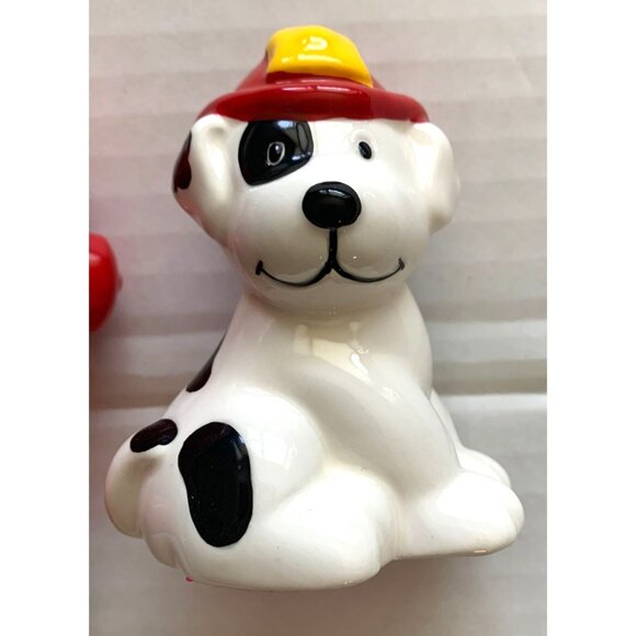Russ Berrie Dalmatian Fire Hydrant Salt and Pepper Shakers 15645 Ceramic - Picture 5 of 5